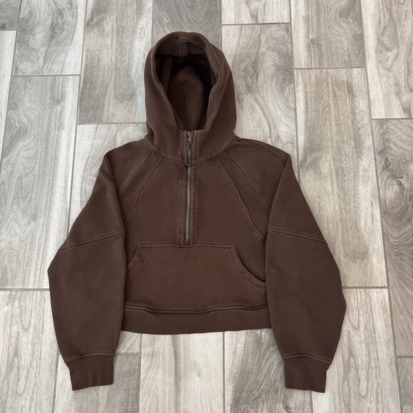 Lululemon Scuba Half-Zip Hoodie Women’s XS/S Mocha Brown Oversized Cropped - Picture 1 of 13